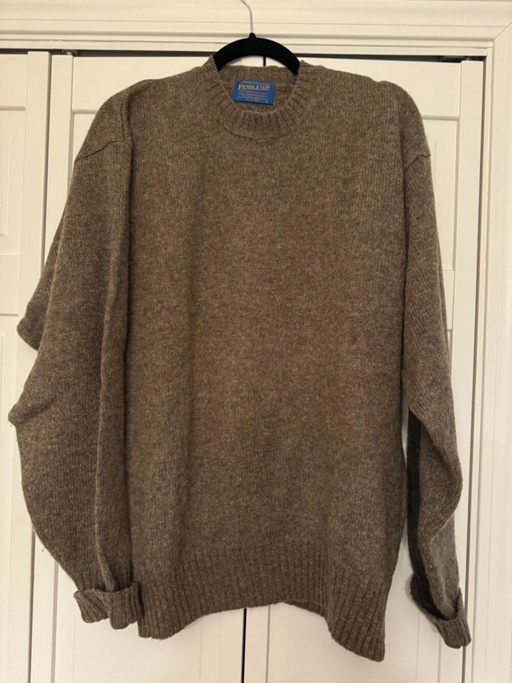 Vintage Brown Pendleton 100% Virgin Wool Shetland Crew Neck Sweater